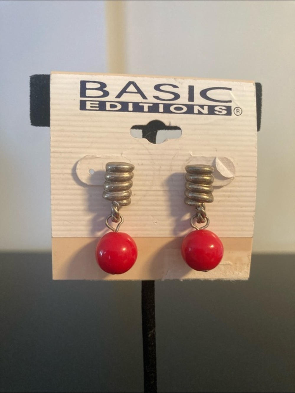 Basic Editions Red Ball Drop Dangle Earrings